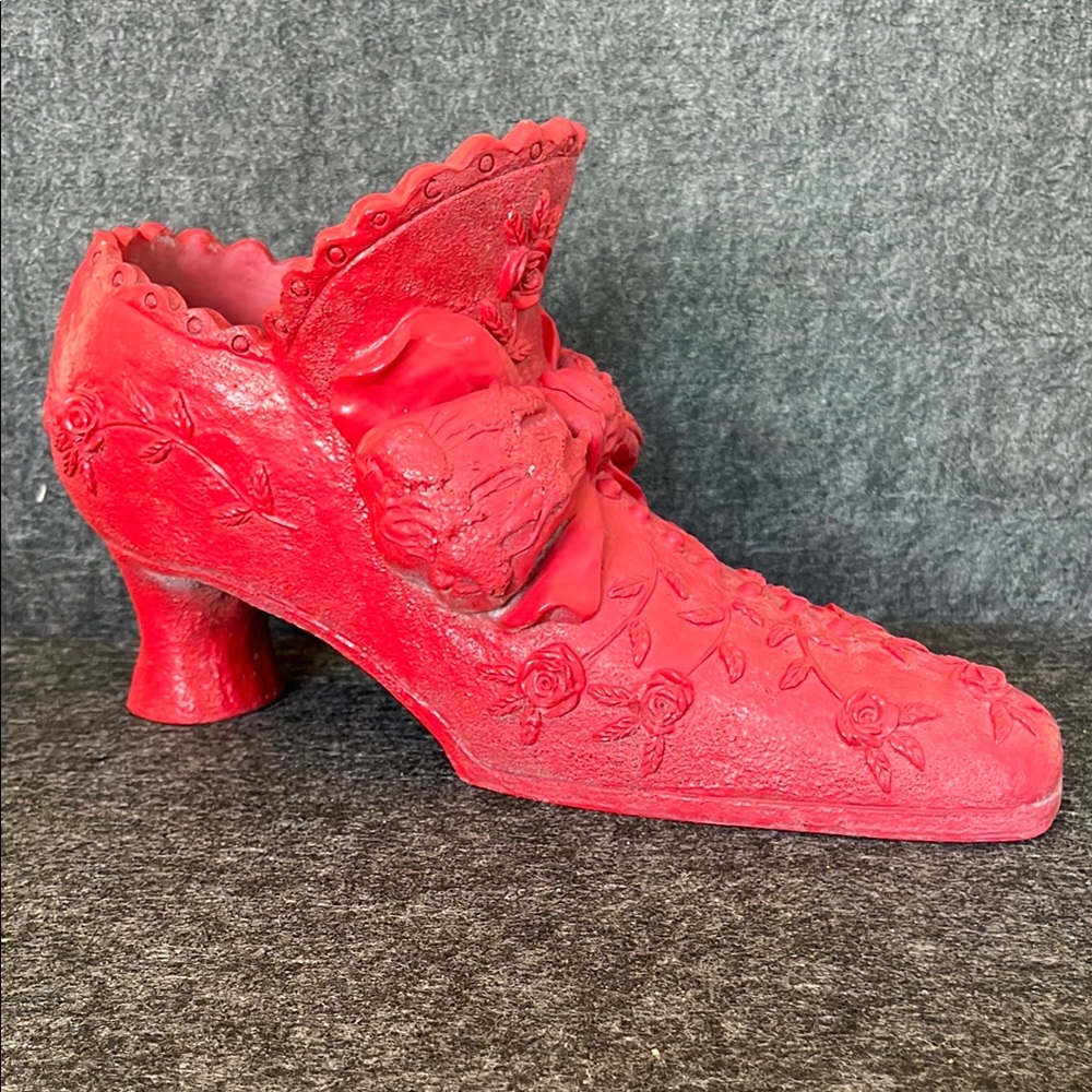 Elegant Whimsical Resin RED SLIPPER PLANTER